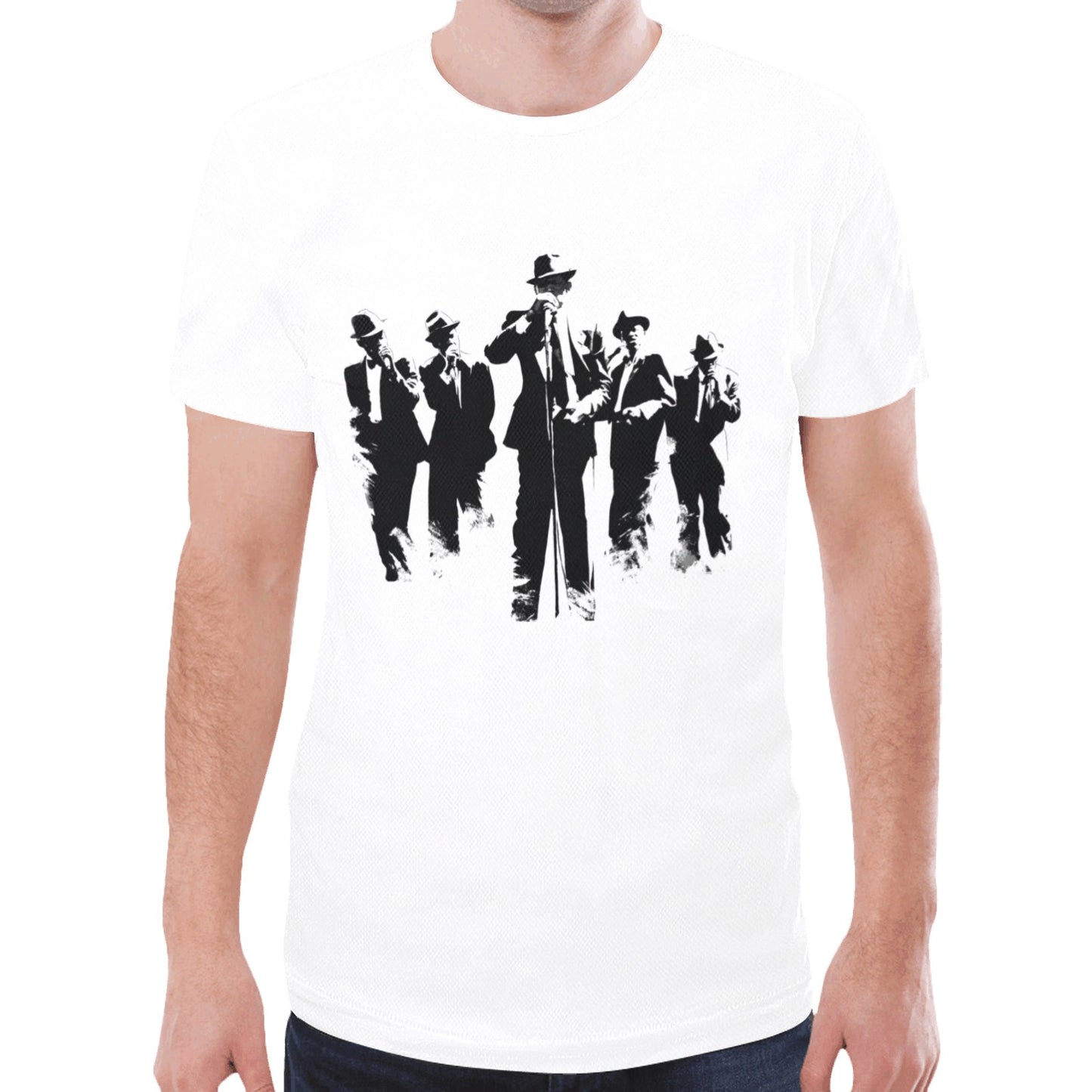 Camiseta Músicos en traje negro BLANCA