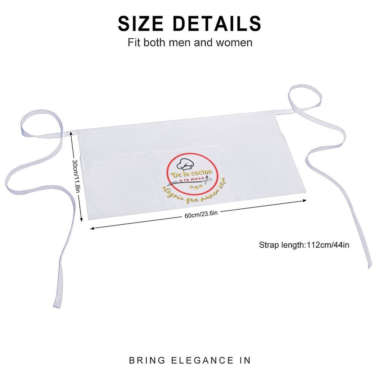 Medio delantal impermeable Personalizado con Bolsillos – Diseño Único para Casa, Bar o Restaurante