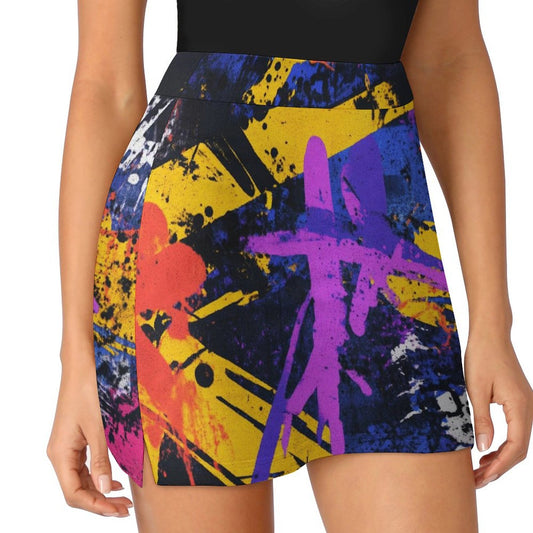 Falda pantalón Graffiti anti-vaciado de corte A con bolsillo