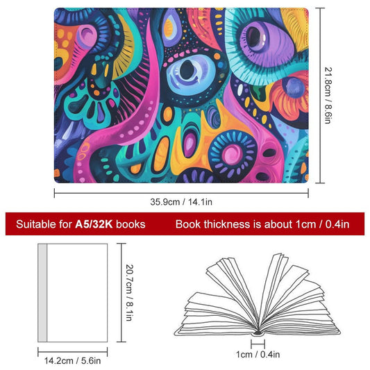 Cubierta de cuaderno personalizado sicodélico con nombre, dibujo, logo (A5)