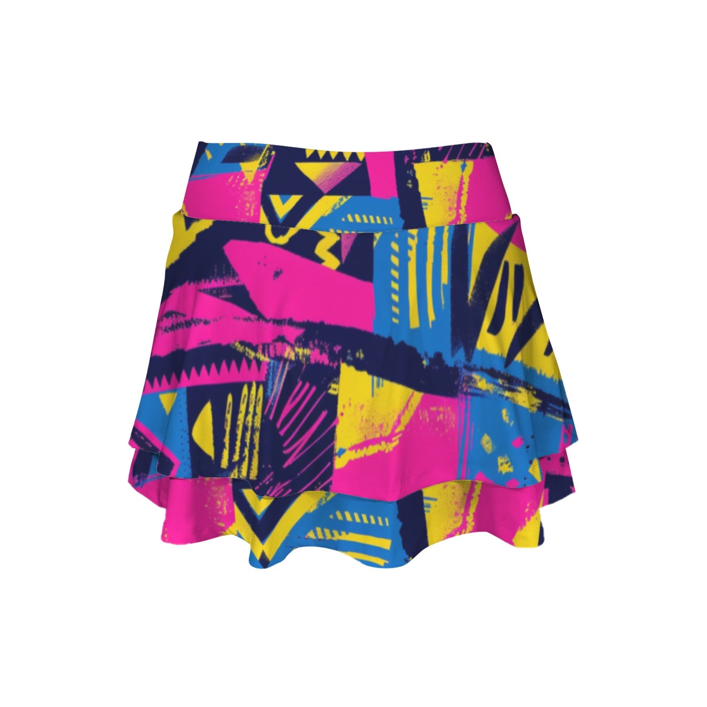 Falda deportiva urbana de cintura alta con bolsillos y volantes en capas