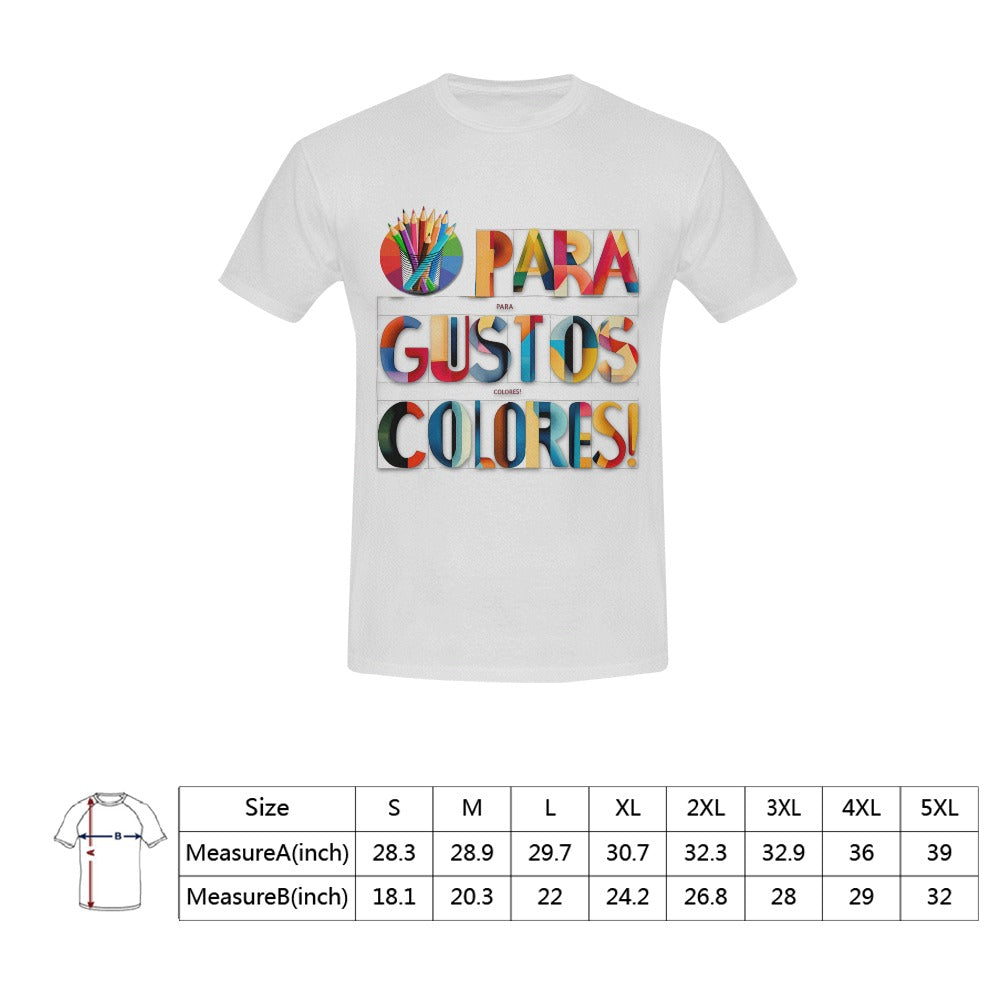 Gustos colores Camiseta para hombre en talla estadounidense (solo impresión frontal)