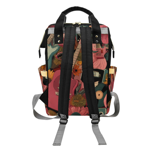 Mochila “Retro Vibes” | Guitarras, flores y ritmo para tu día
