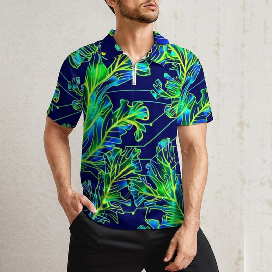 Camiseta deportiva de manga corta con cremallera para hombre