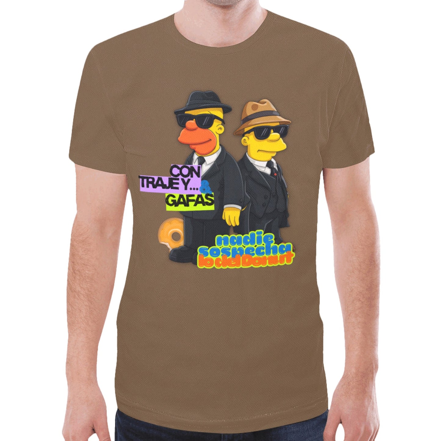 Con traje y gafas MARRON New All Over Print T-shirt for Men (Model T45)
