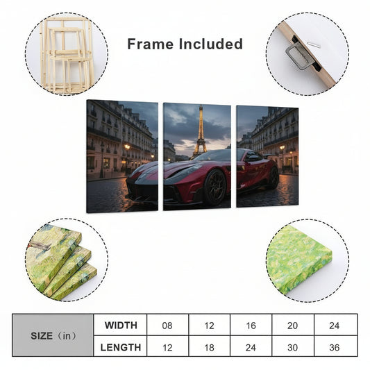 Tríptico de lujo: 3 lienzos de 16x24" (40x60 cm) para los amantes del motor