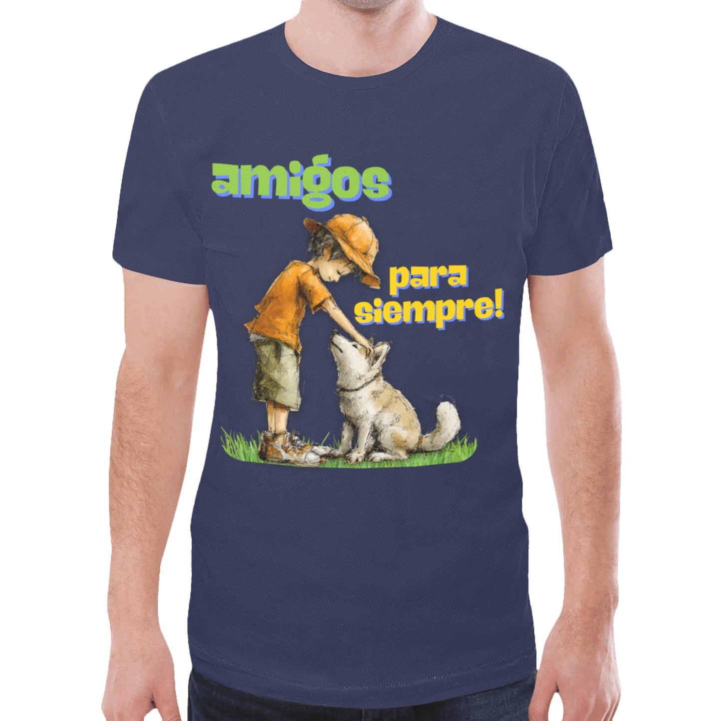 Amigos para siempre AZUL New All Over Print T-shirt for Men (Model T45)