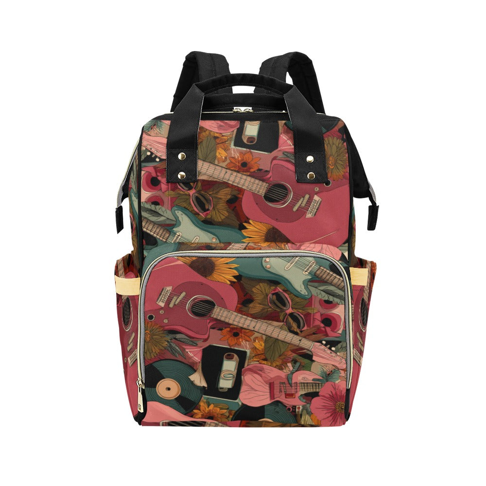 Mochila “Retro Vibes” | Guitarras, flores y ritmo para tu día