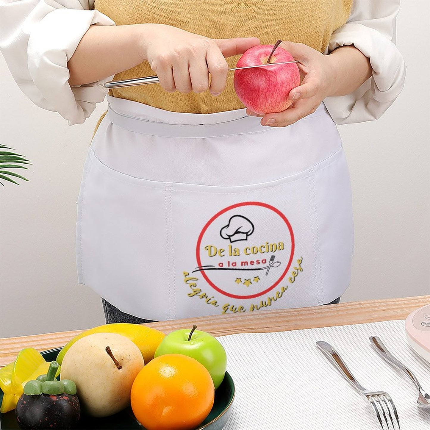 Medio delantal impermeable Personalizado con Bolsillos – Diseño Único para Casa, Bar o Restaurante