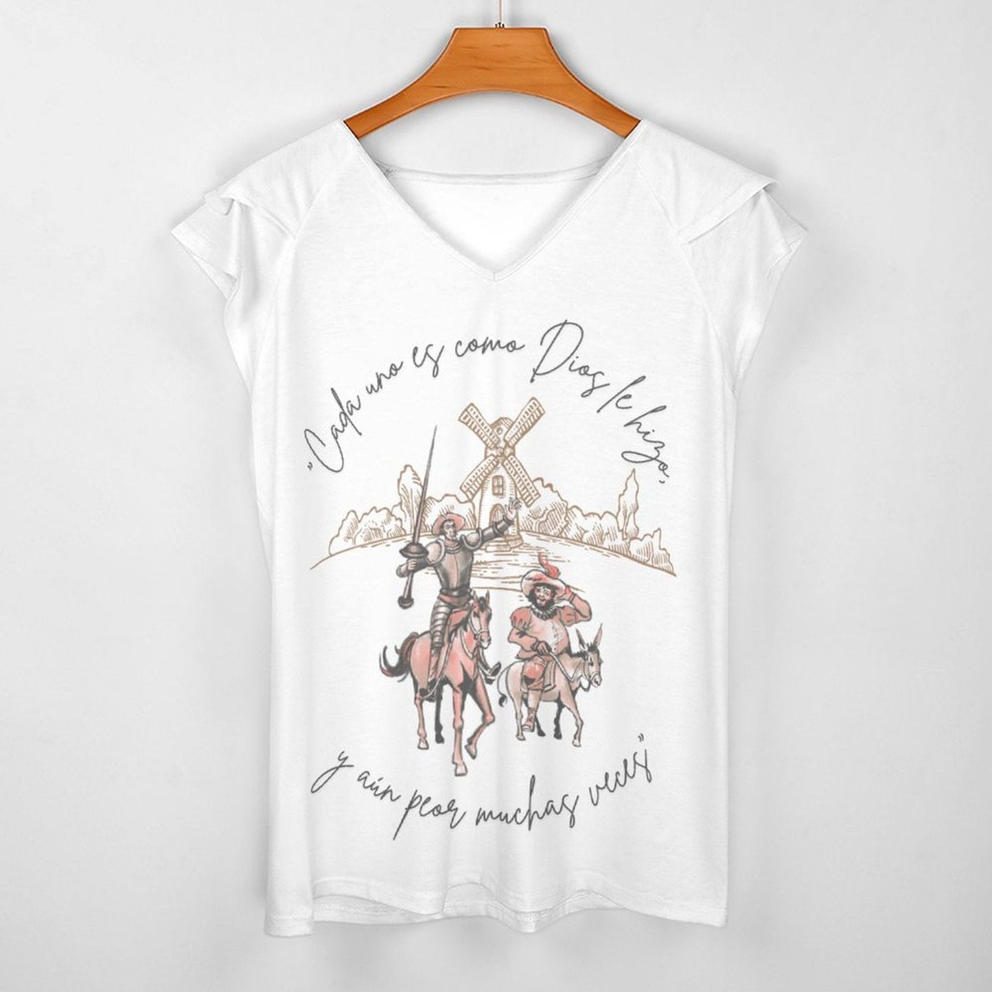 Camiseta Cuello V Volantes Mujer Don Quijote: Un Clásico en Tendencia
