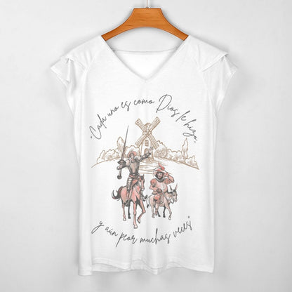 Camiseta Cuello V Volantes Mujer Don Quijote: Un Clásico en Tendencia