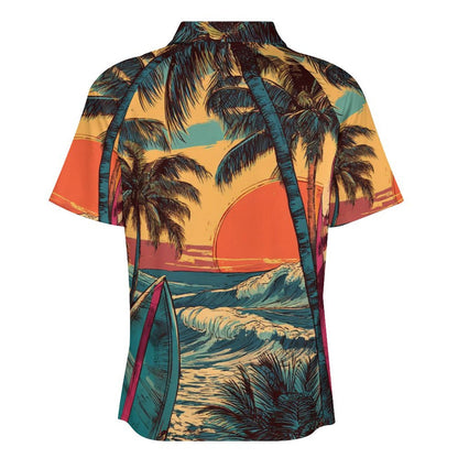 Polo deportivo tropical de manga corta con cremallera para hombre