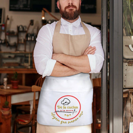 Medio delantal impermeable Personalizado con Bolsillos – Diseño Único para Casa, Bar o Restaurante