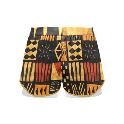 Pantalones cortos deportivos para mujer con forro de compresión