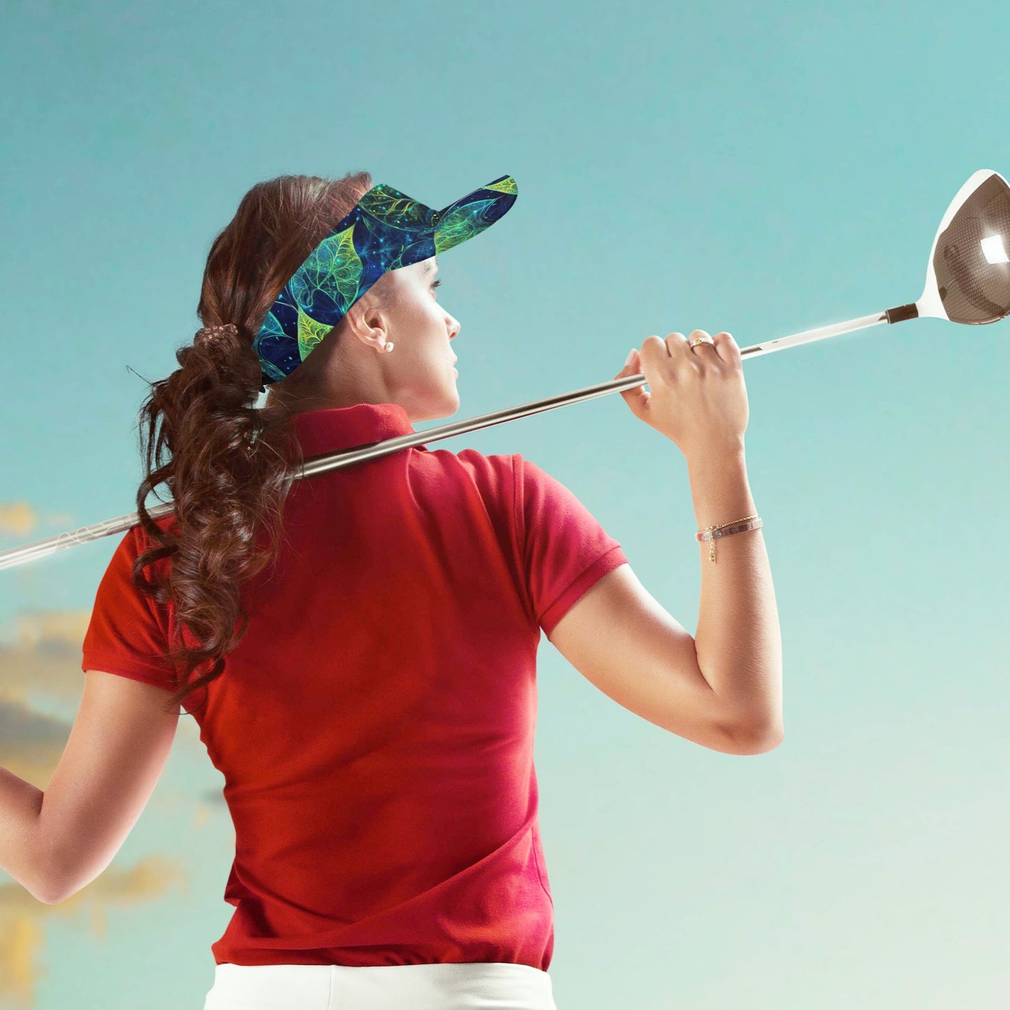 Visera deportiva alga marina con estampado integral