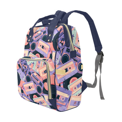 Mochila de Viaje Estampado Vintage Cassettes y Música Retro