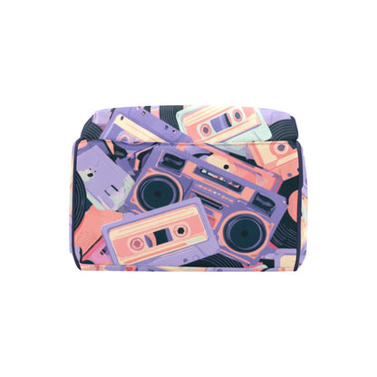 Mochila de Viaje Estampado Vintage Cassettes y Música Retro