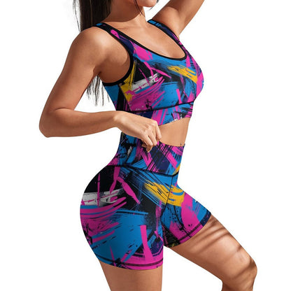 Conjunto de Yoga Mujer Trazos de Colores: Estilo y Elasticidad