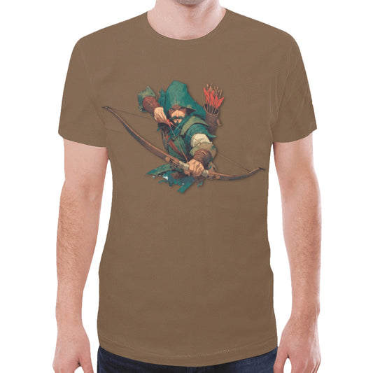 Robin Hood camiseta MARRÓN New All Over Print T-shirt for Men (Model T45)
