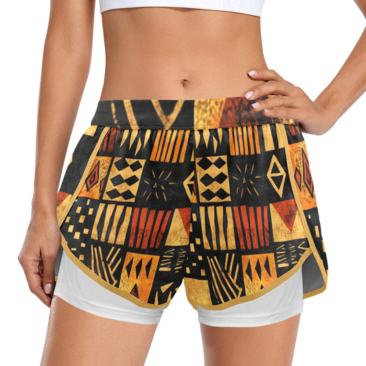 Pantalones cortos deportivos para mujer con forro de compresión