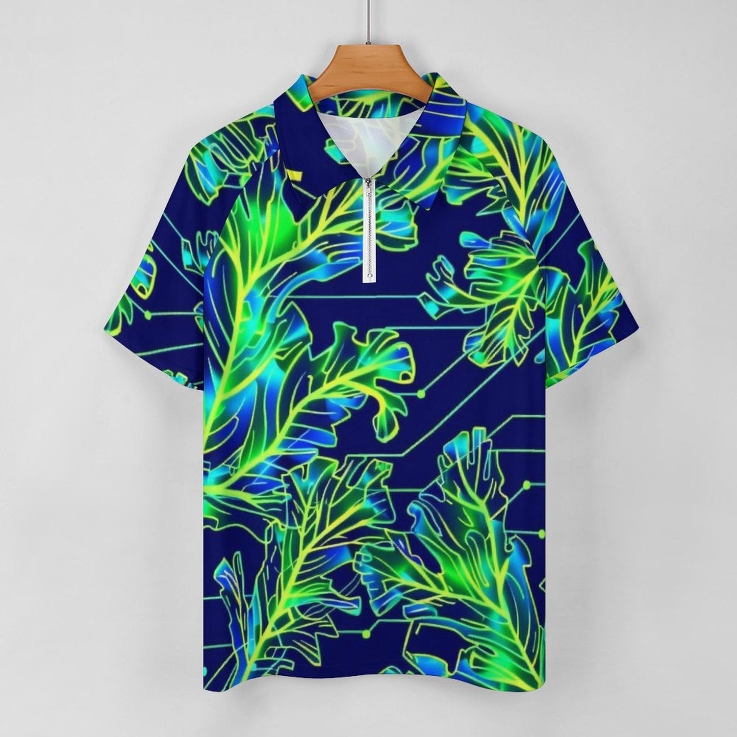 Camiseta Deportiva Cremallera Hombre Algas Marinas: Estampado Integral