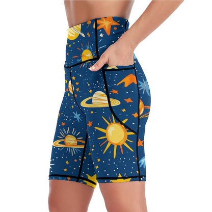 Pantalones Cortos Yoga Espacio Cósmico: Elasticidad y Confort