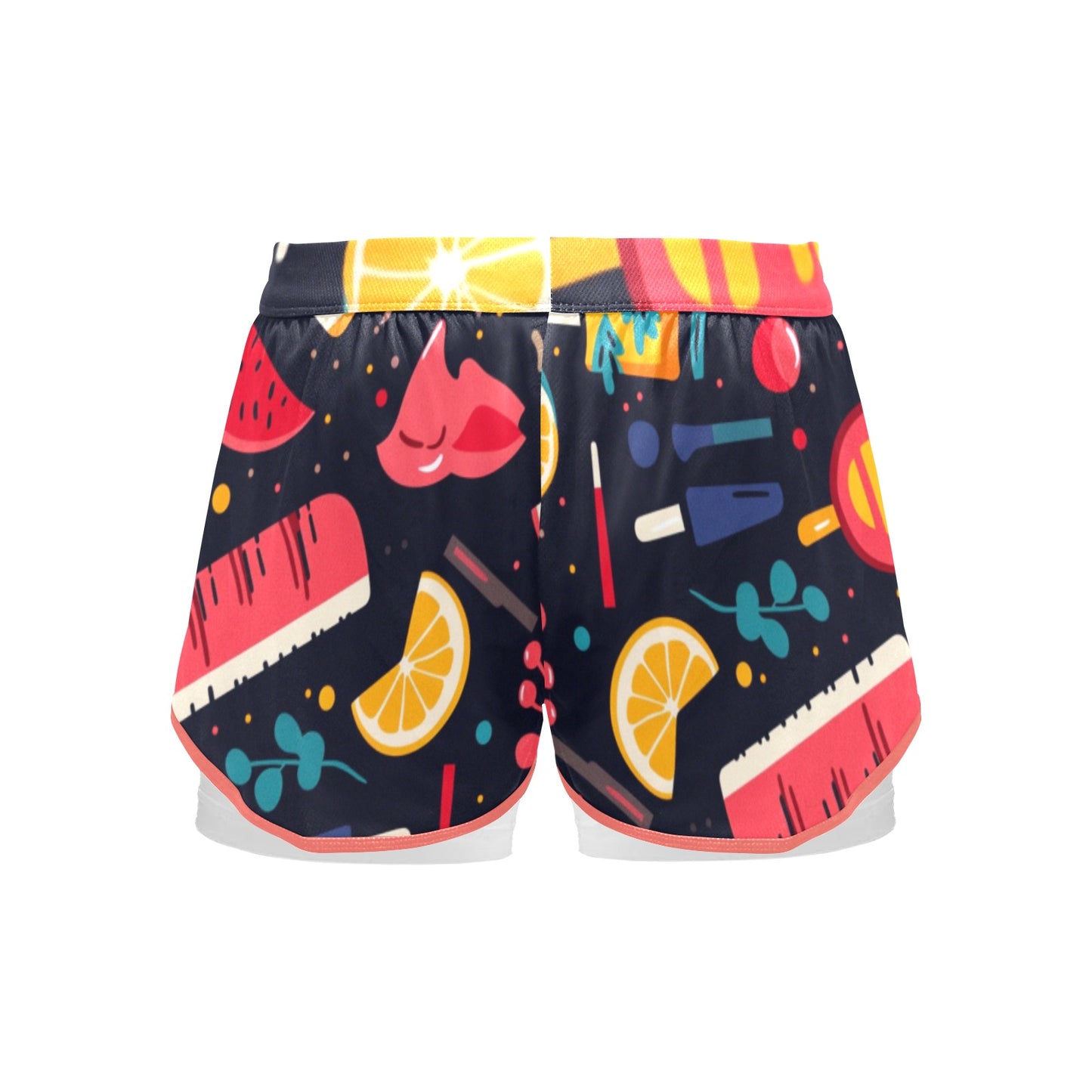 Pantalones cortos deportivos para mujer con forro de compresión