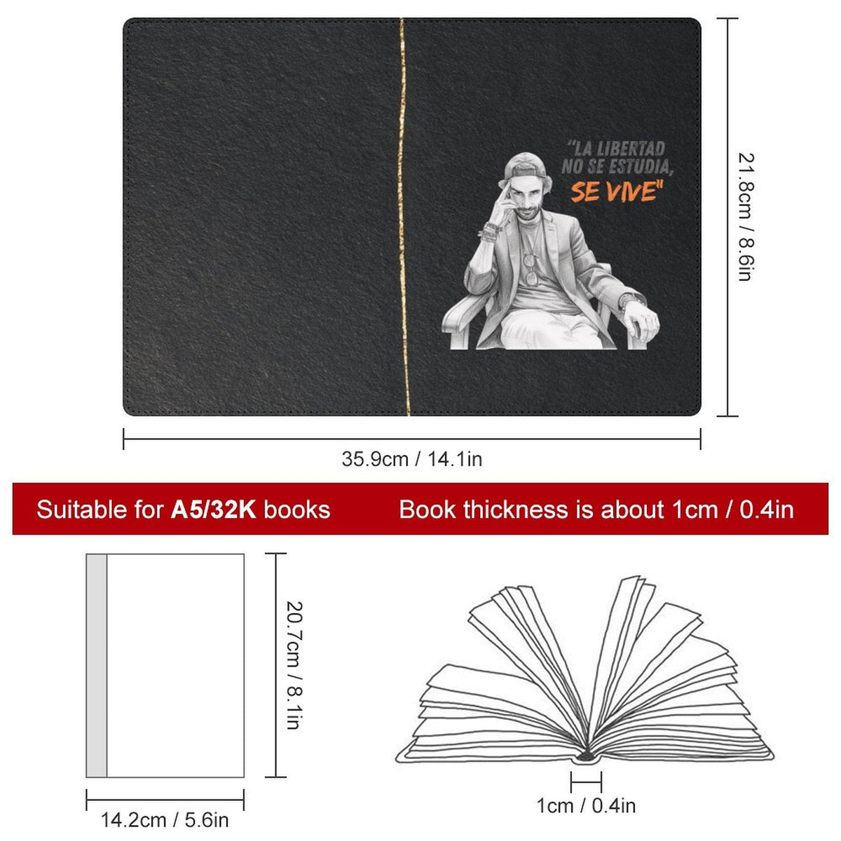 Cubierta de Cuaderno y Libro A5 Personalizada – "La libertad no se estudia, se vive"