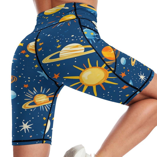 Pantalones Cortos Yoga Espacio Cósmico: Elasticidad y Confort