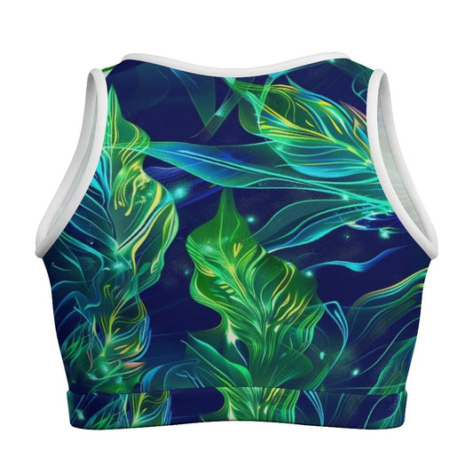 Sujetador Deportivo Estampado Integral Algas Marinas: Transpirable