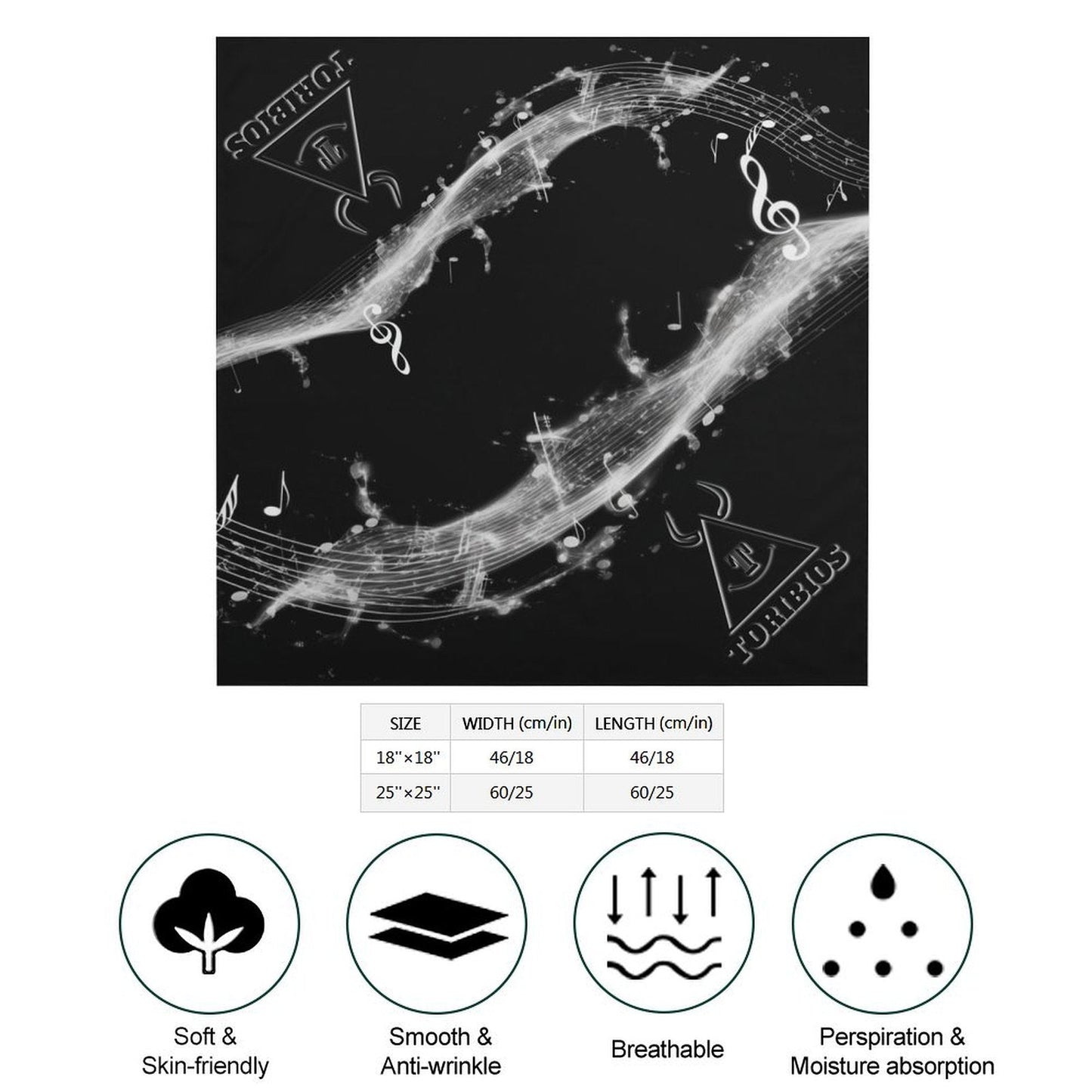 Pañuelo Toribios Estampado Integral: Diseño Musical Sedoso