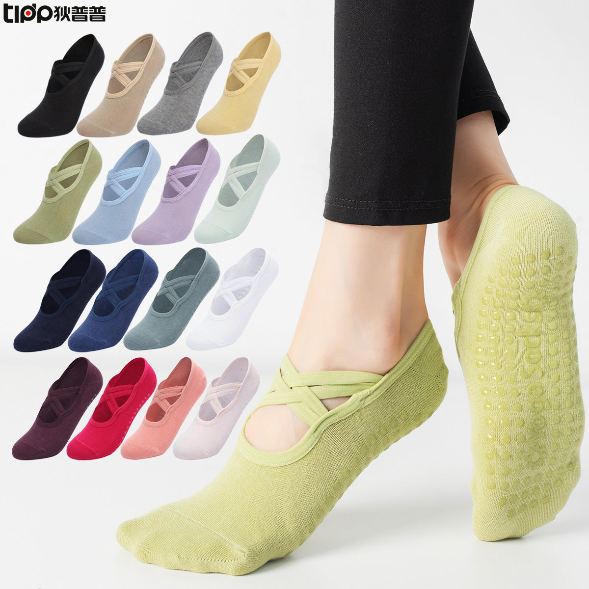 Calcetines de yoga sin espalda para mujer con goma antideslizante en la parte inferior, de fitness corporal para baile y pilates