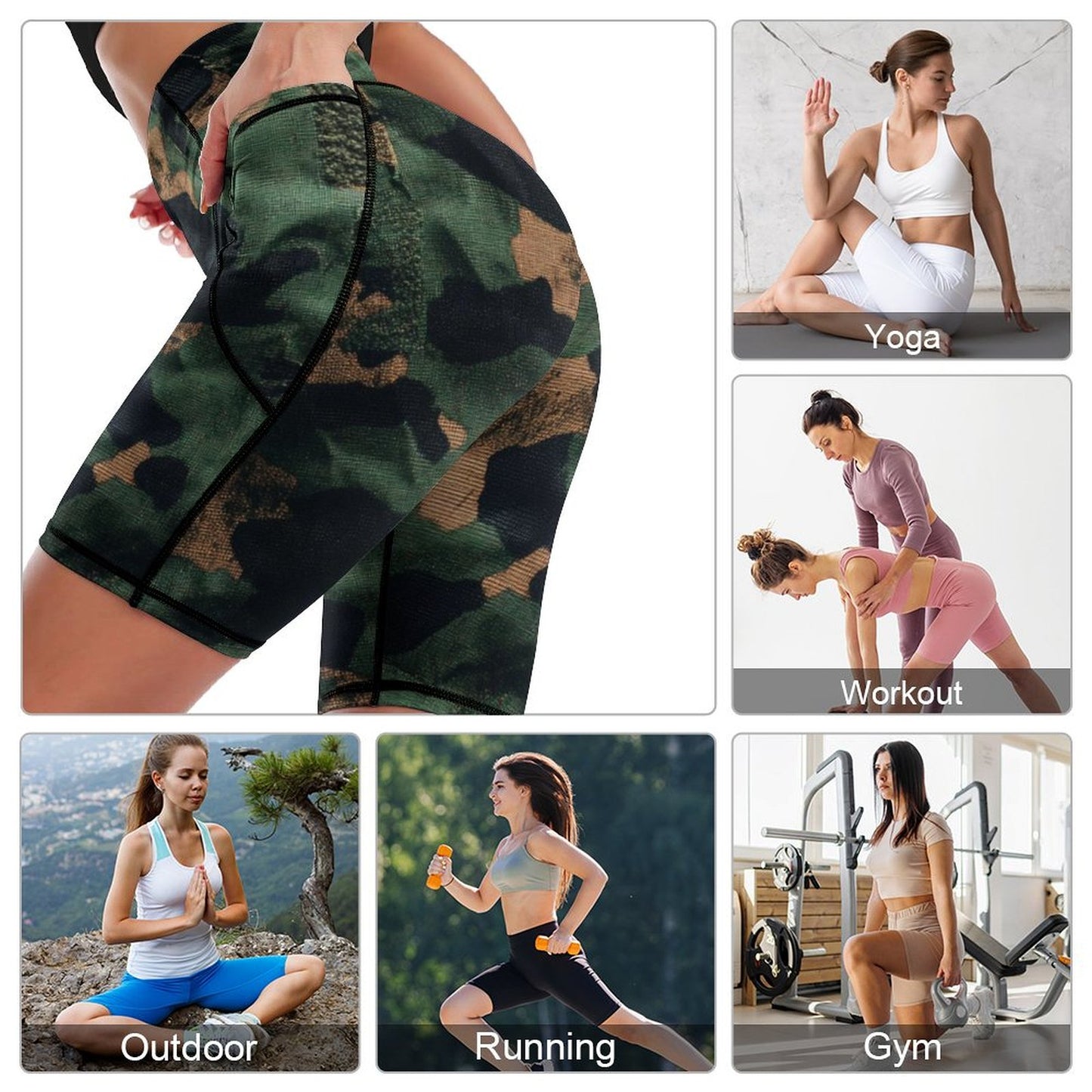 Pantalones cortos de yoga hasta la rodilla para mujer