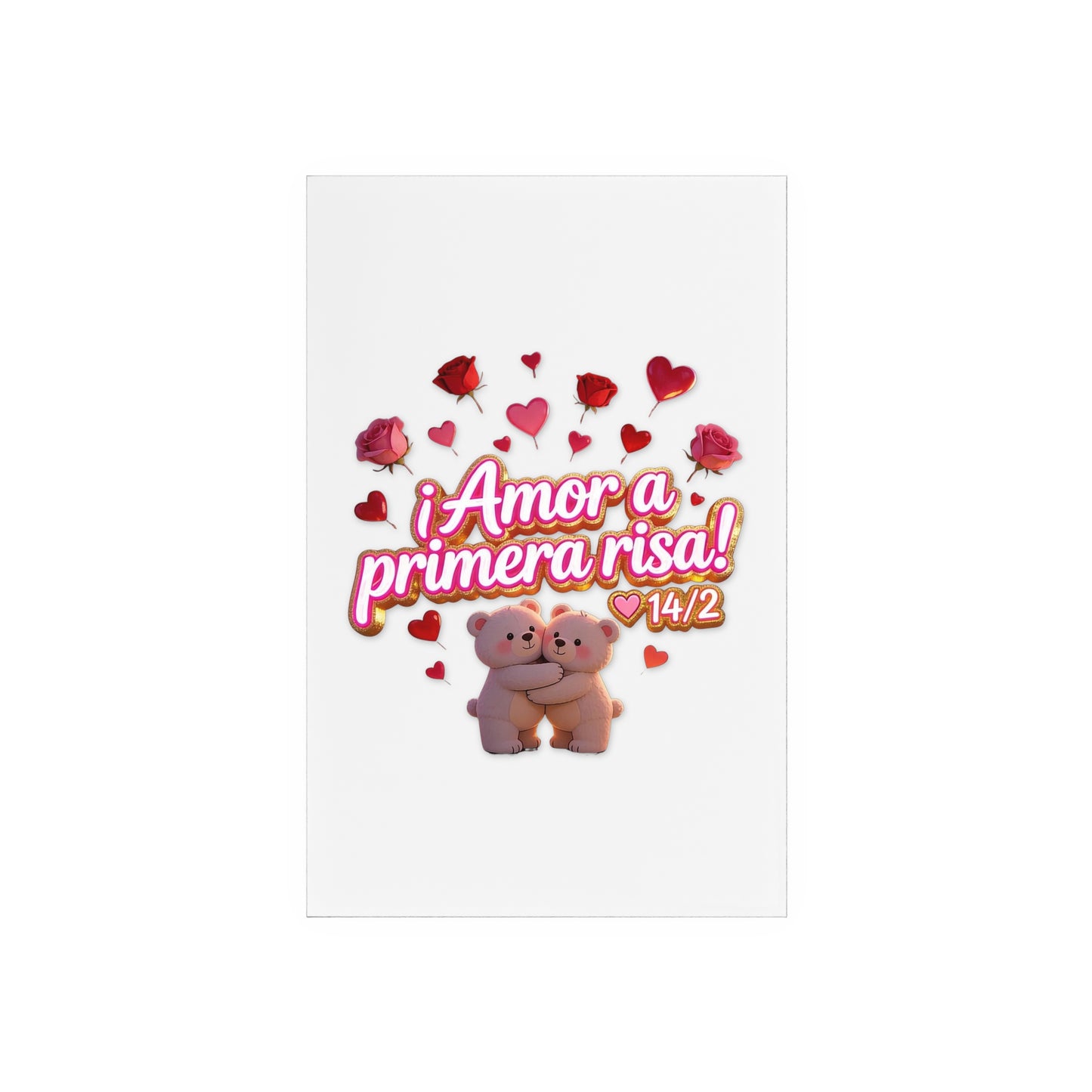 Acrylic Sign — "Amor a Primera Risa" Valentine’s Desk Decor (Wooden Stand)
