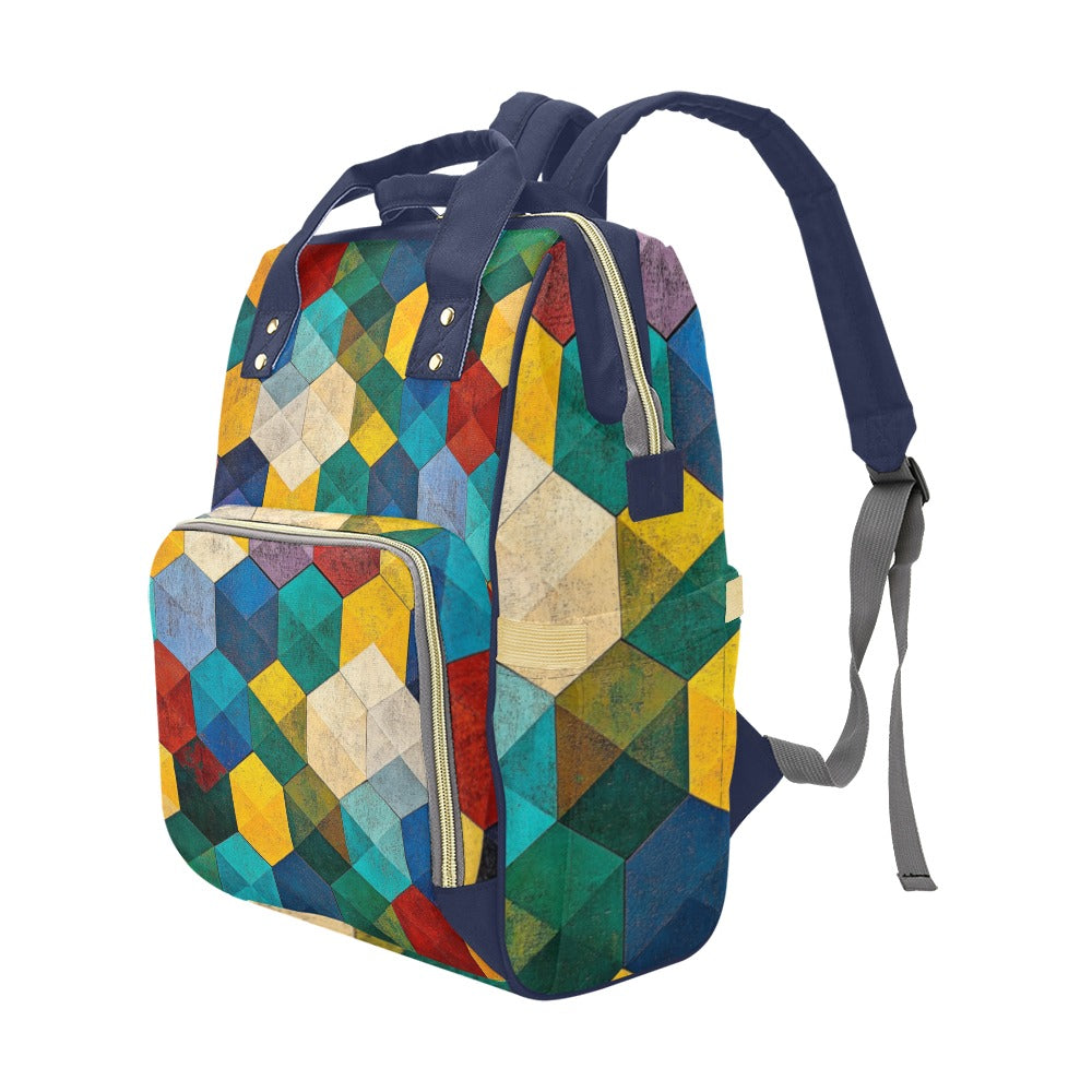 Mochila geométrica Bolsa para pañales multifunción (modelo 1688)