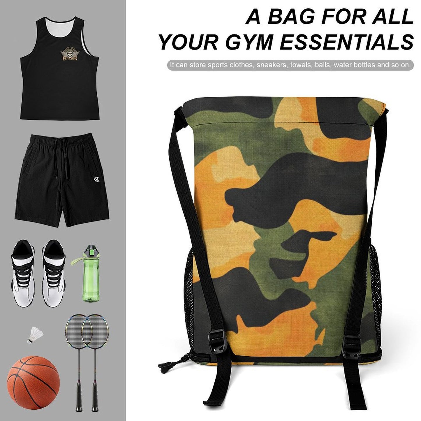 Bolsa deportiva con cordón y bolsillo para cinturón deportivo