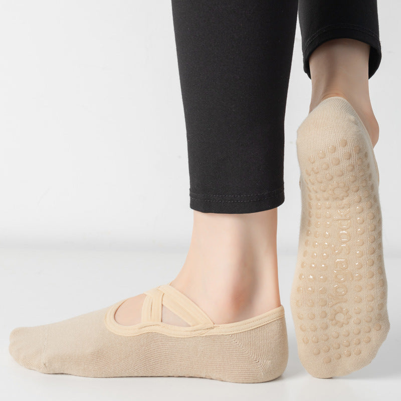 Calcetines de yoga sin espalda para mujer con goma antideslizante en la parte inferior, de fitness corporal para baile y pilates