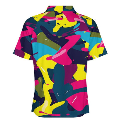 Camiseta Deportiva Cremallera Hombre Manchas de Pintura: Estilo Artístico