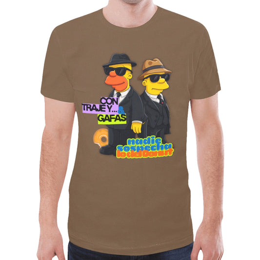 Con traje y gafas MARRON New All Over Print T-shirt for Men (Model T45)
