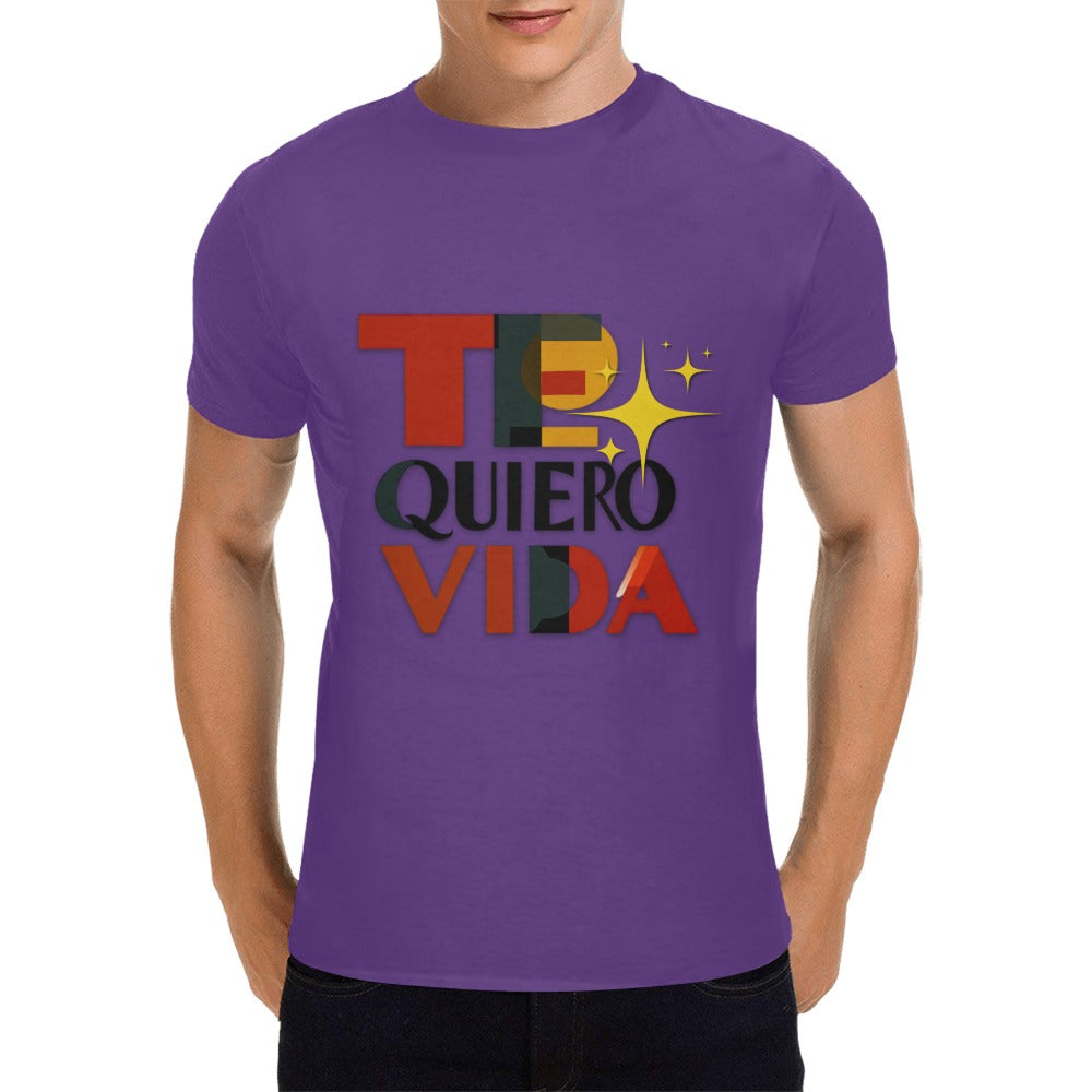 Te quiero vida Camiseta para hombre en talla estadounidense (solo impresión frontal)
