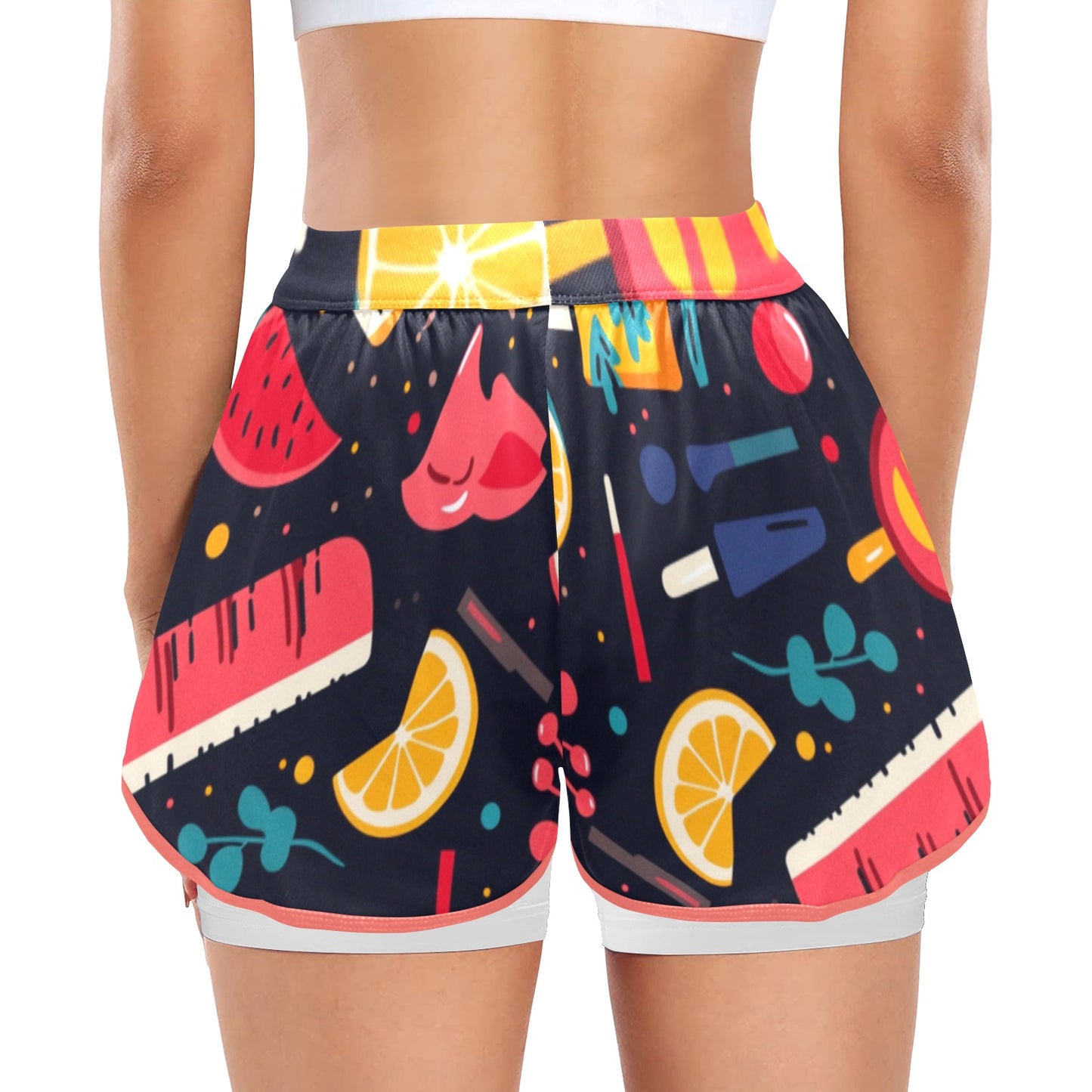 Pantalones cortos deportivos para mujer con forro de compresión