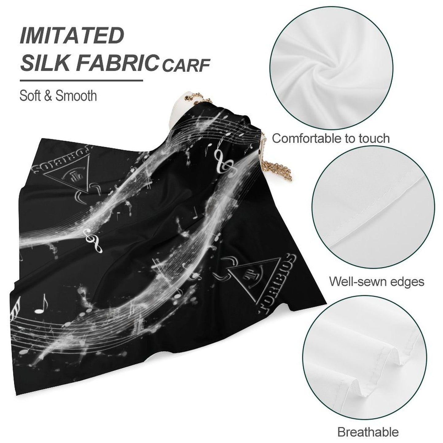 Pañuelo Toribios Estampado Integral: Diseño Musical Sedoso