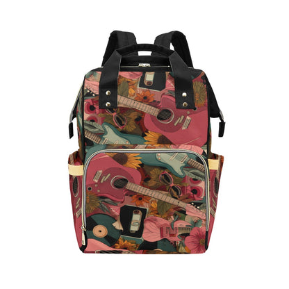 Mochila “Retro Vibes” | Guitarras, flores y ritmo para tu día