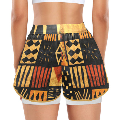 Pantalones cortos deportivos para mujer con forro de compresión
