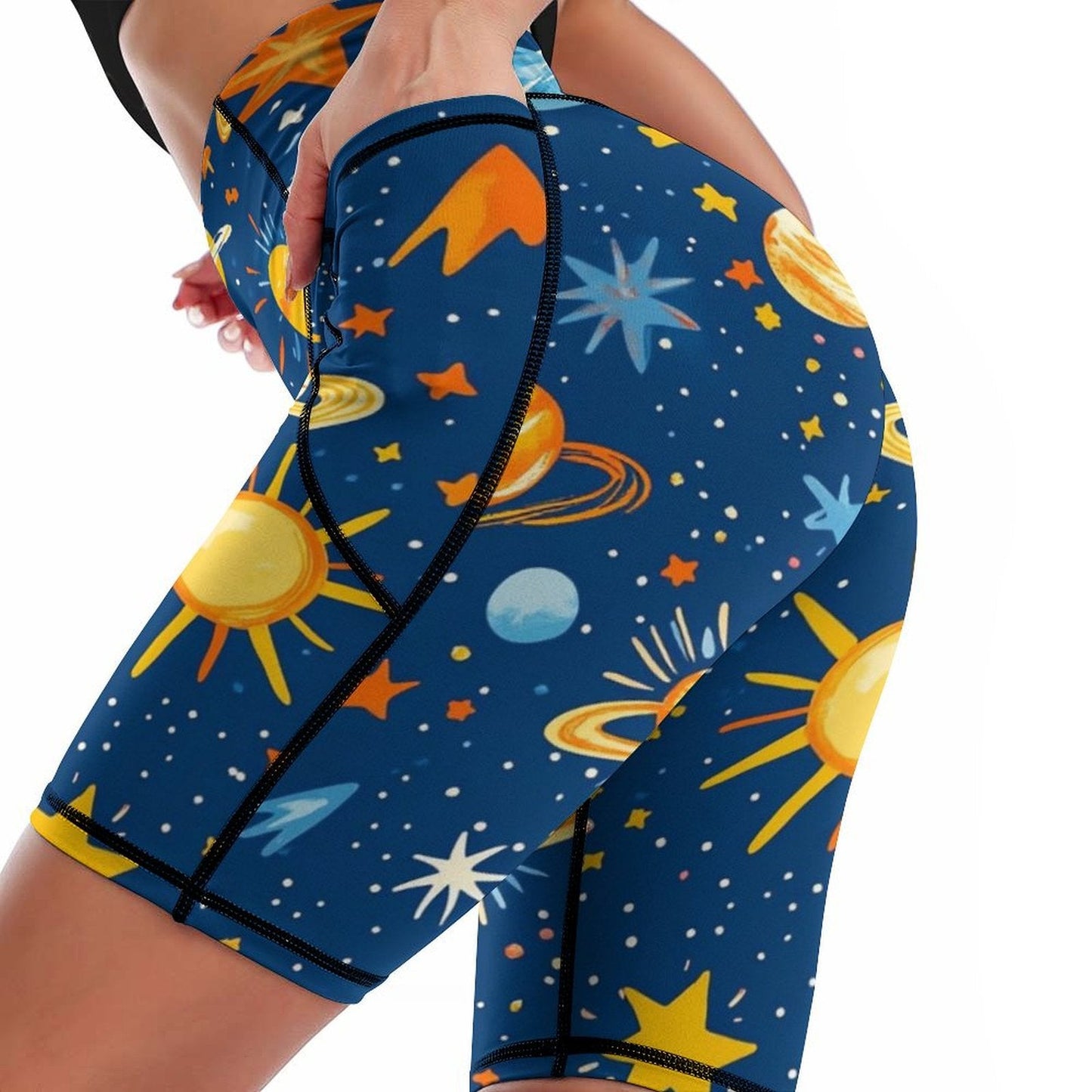 Pantalones Cortos Yoga Espacio Cósmico: Elasticidad y Confort