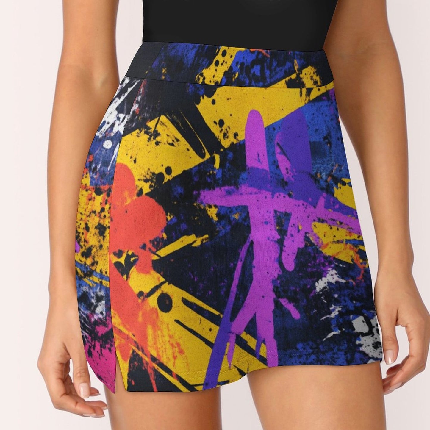 Falda pantalón Graffiti anti-vaciado de corte A con bolsillo