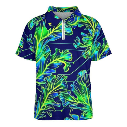 Camiseta Deportiva Cremallera Hombre Algas Marinas: Estampado Integral