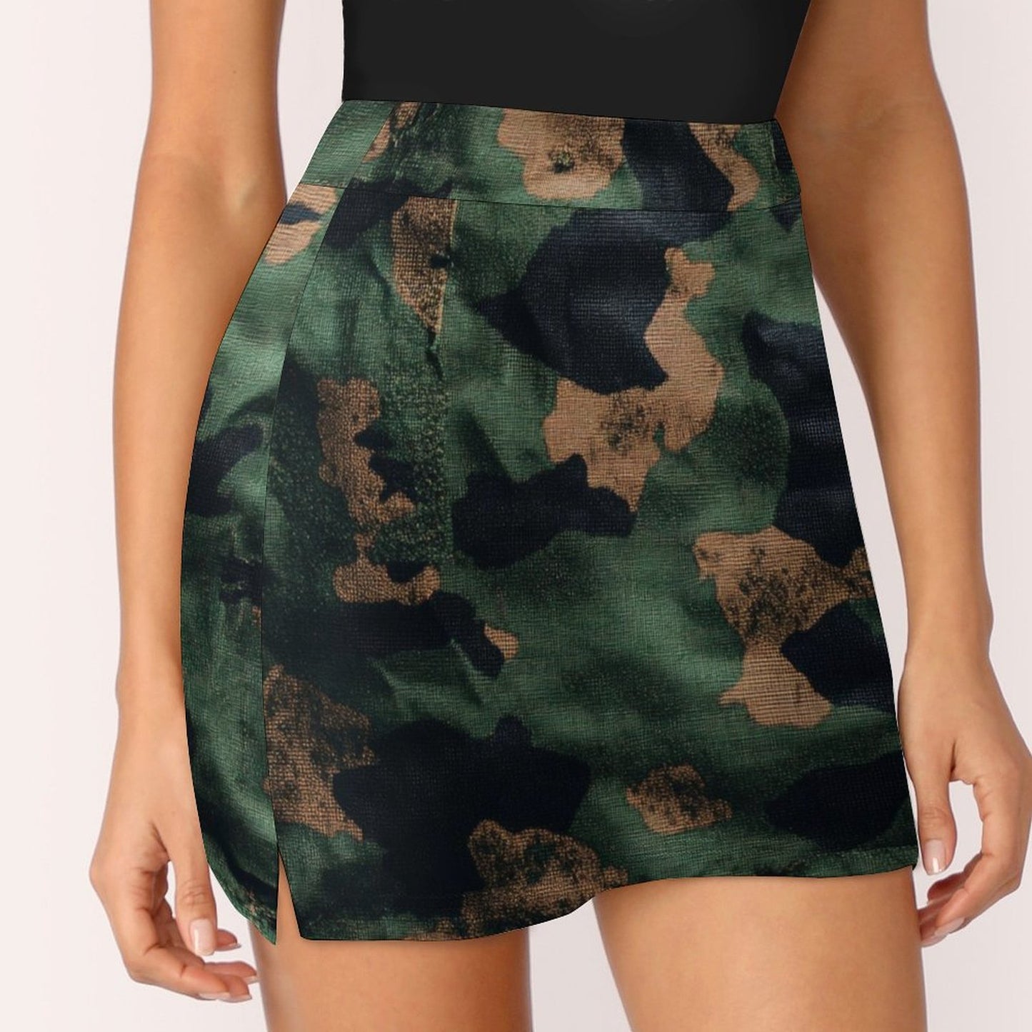 Falda pantalón camuflaje militar anti-vaciado de corte A con bolsillo