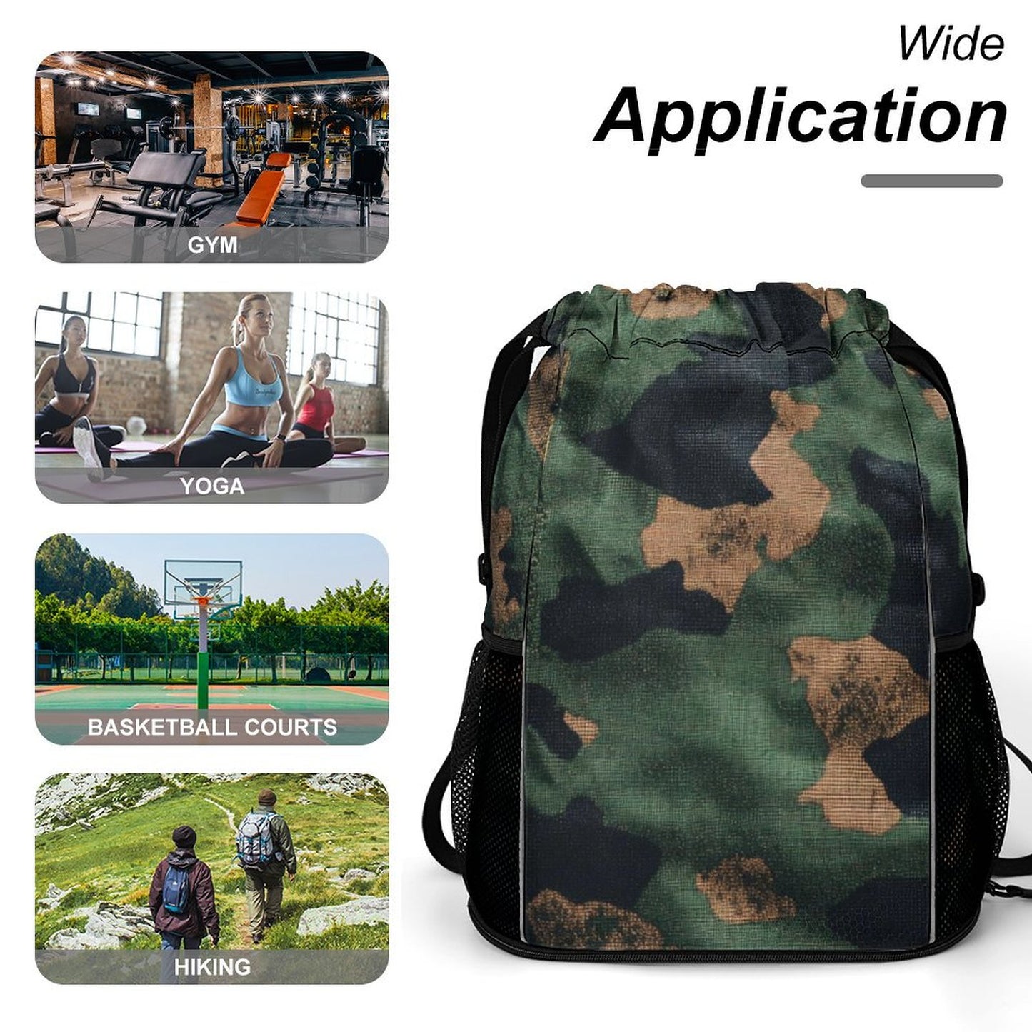 Bolsa deportiva con cordón y bolsillo para cinturón deportivo
