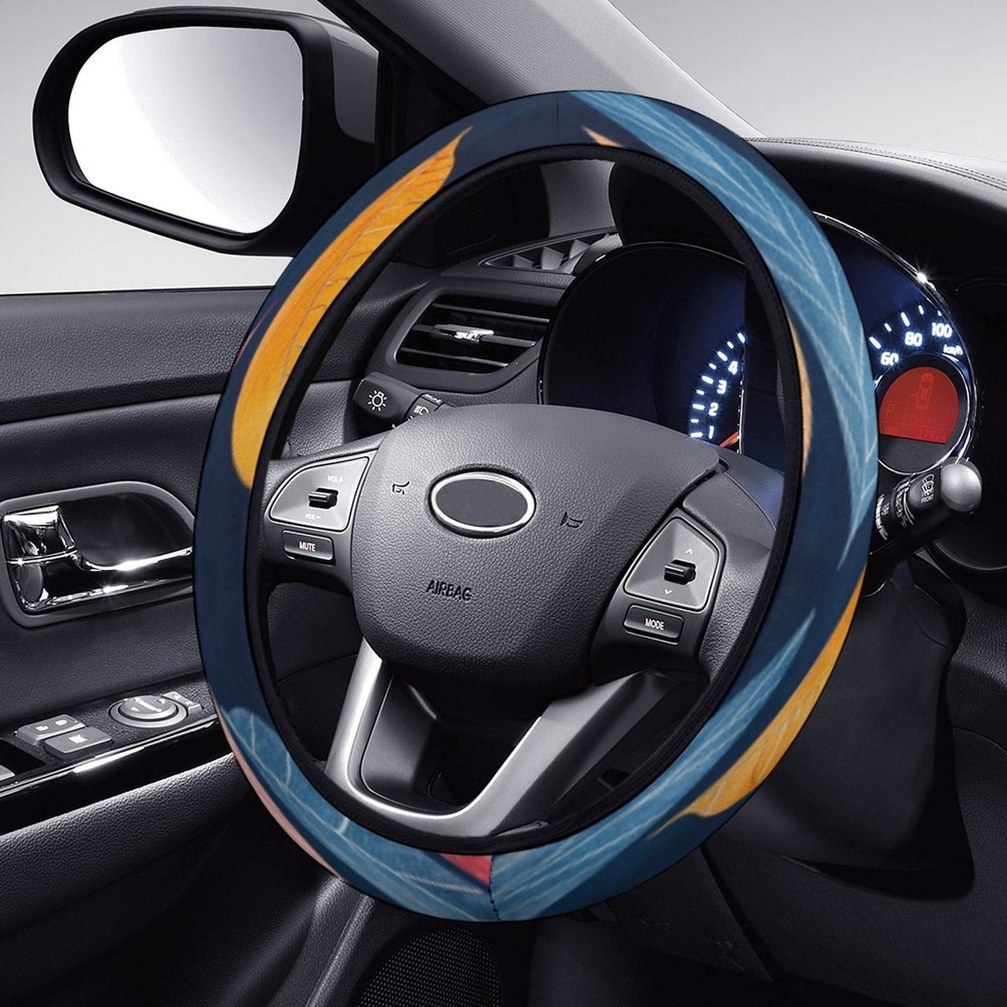 Funda para Volante Hojas de Ficus: Toque Natural y Antideslizante